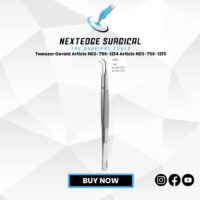 Tweezer Gerald NES-786-1214 stainless steel surgical tweezer with fine serrated tips. Tweezer Gerald NES-786-1215 precision surgical tweezer for dental and medical applications.