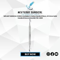 Implant Surgical Chisels NES-786-4060 with hollow handle Ø 8mm, Ø 9.5mm, and solid handle Ø 6mm for implant surgery and bone contouring.