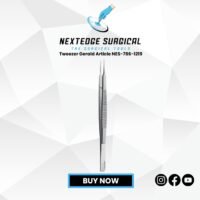 Tweezer Gerald NES-786-1219 stainless steel surgical tweezer with serrated tips for dental and medical applications.