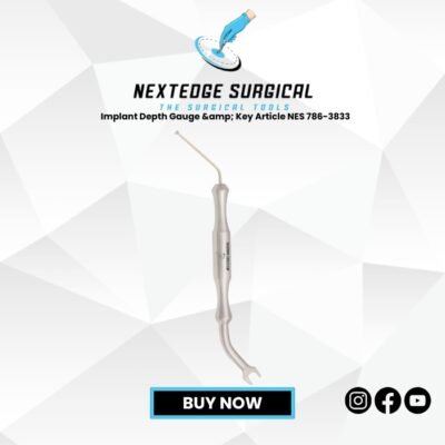 Implant Depth Gauge & Key NES-786-3833 – precision dental implant instrument for accurate measurement and secure key placement.