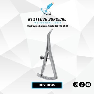 Castroviejo Calipers NES-786-3840 – precision microsurgical instrument for accurate measurements in dental and surgical procedures. Made from high-quality stainless steel for durability, reliability, and precise control during delicate operations.
