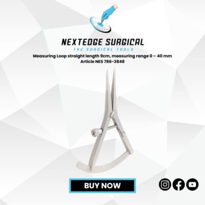 "Straight measuring loop 9 cm, 0–40 mm range Article NES-786-3848 for accurate dental measurements."