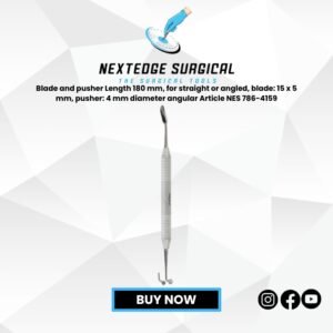 Blade and pusher Length 180 mm, for straight or angled, blade: 15 x 5 mm, pusher: 4 mm diameter angular Article NES 786-4159