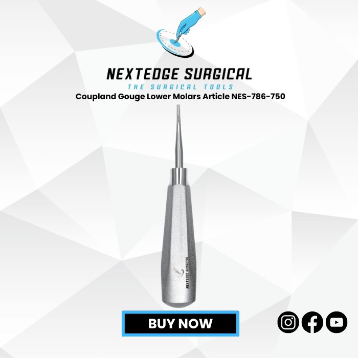 Coupland Gouge NES-786-750 stainless steel dental instrument for extraction of lower molars.