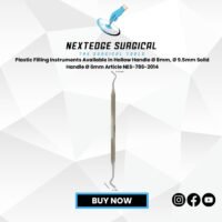 Plastic Filling Instruments NES-786-2014 dental tools with hollow handle Ø 8mm, Ø 9.5mm, and solid handle Ø 6mm for composite and plastic restorations.