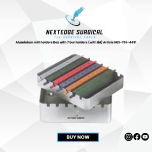 Aluminium mill holders Box with 7 bur holders (with lid) Article NES-786-4491