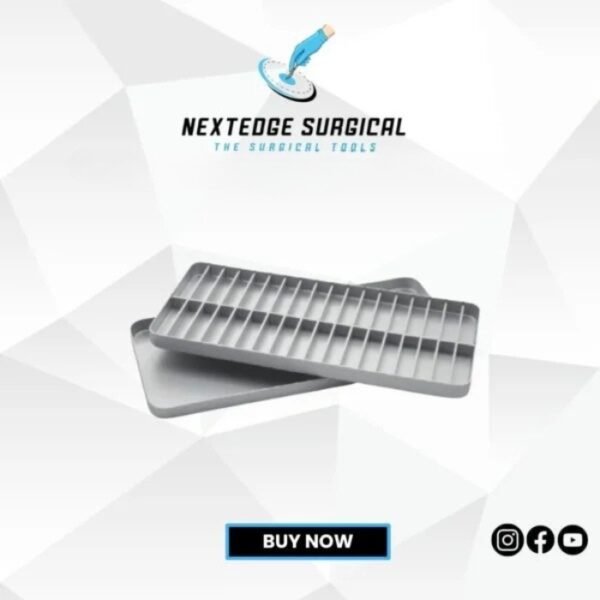 Aluminium endodontic tray complete with lid. Article NES-786-4524