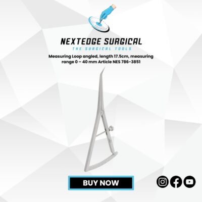"Angled measuring loop 17.5 cm, 0–40 mm Article NES-786-3851 for precise dental measurements."