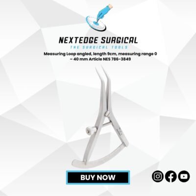 "Angled measuring loop 9 cm, 0–40 mm range Article NES-786-3849 for precise dental measurements."