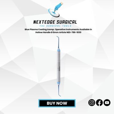"Blue Plasma Coated Operative Instrument Article NES-786-1830 with 8mm hollow handle for precision dental use."