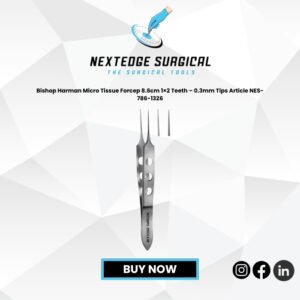 Bishop Harman Micro Tissue Forcep 8.6cm 1×2 Teeth – 0.3mm Tips Article NES-786-1326