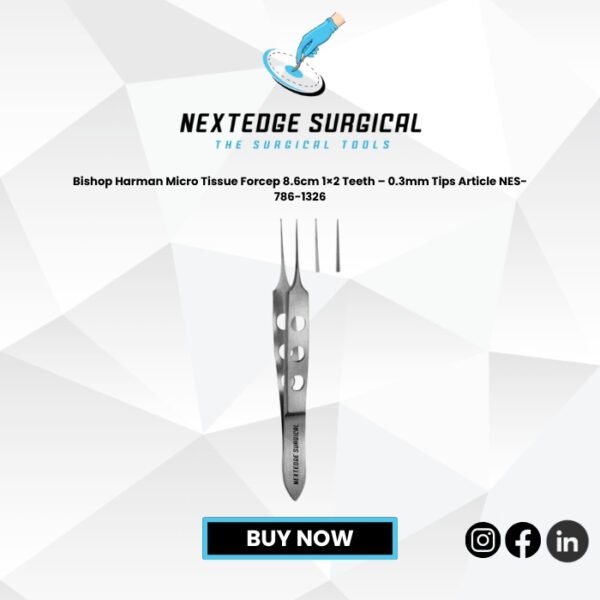 Bishop Harman Micro Tissue Forcep 8.6cm 1×2 Teeth – 0.3mm Tips Article NES-786-1326