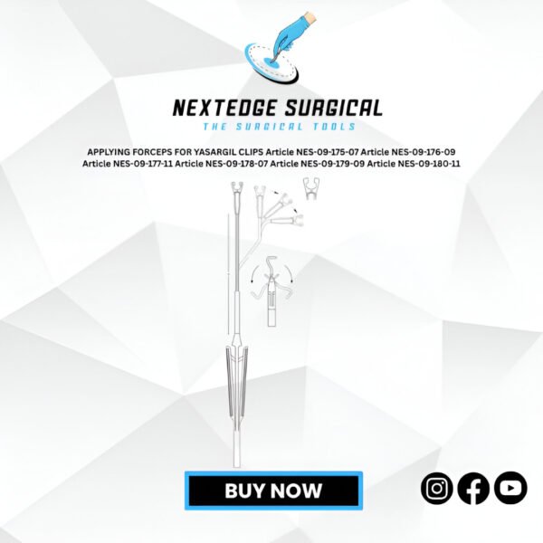 APPLYING FORCEPS FOR YASARGIL CLIPS Article NES-09-175-07 Article NES-09-176-09 Article NES-09-177-11 Article NES-09-178-07 Article NES-09-179-09 Article NES-09-180-11