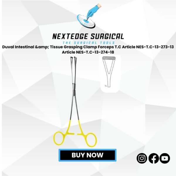 Duval Intestinal & Tissue Grasping Clamp Forceps T.C Article NES-T.C-13-273-13 Article NES-T.C-13-274-18