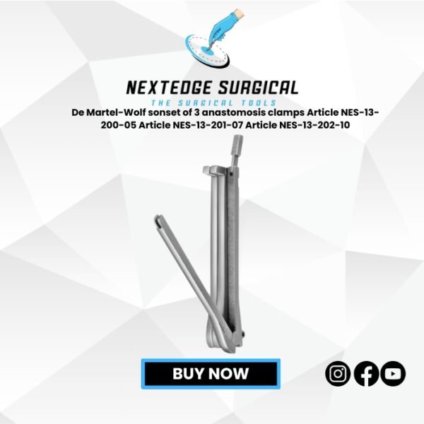 De Martel-Wolf sonset of 3 anastomosis clamps Article NES-13-200-05 Article NES-13-201-07 Article NES-13-202-10