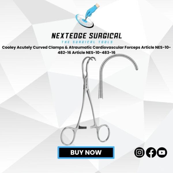 Cooley Acutely Curved Clamps & Atraumatic Cardiovascular Forceps Article NES-10-482-16 Article NES-10-483-16