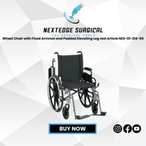 Wheel Chair with Fixed Armrest and Padded Elevating Leg rest Article NES-01-214-00