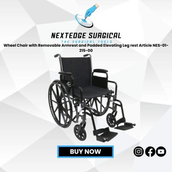 Wheel Chair with Removable Armrest and Padded Elevating Leg rest Article NES-01-215-00
