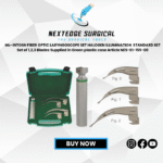 Mc-INTOSH FIBER OPTIC LARYNGOSCOPE SET HALOGEN ILLUMINATION  STANDARD SET Set of 1,2,3 Blades Supplied in Green plastic case Article NES-01-155-00