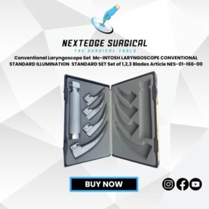 Conventional Laryngoscope Set  Mc-INTOSH LARYNGOSCOPE CONVENTIONAL STANDARD ILLUMINATION  STANDARD SET Set of 1,2,3 Blades Article NES-01-166-00