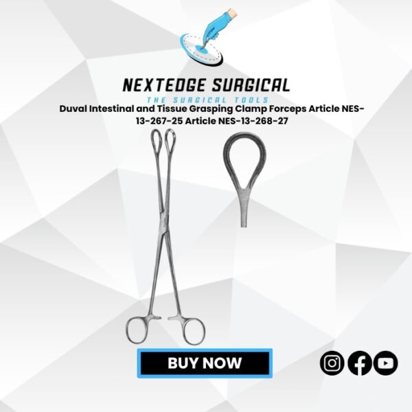 Duval Intestinal and Tissue Grasping Clamp Forceps Article NES-13-267-25 Article NES-13-268-27