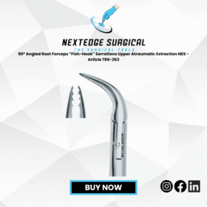 90° Angled Root Forceps “Fish-Hook” Serrations Upper Atraumatic Extraction NES - Article 786-263