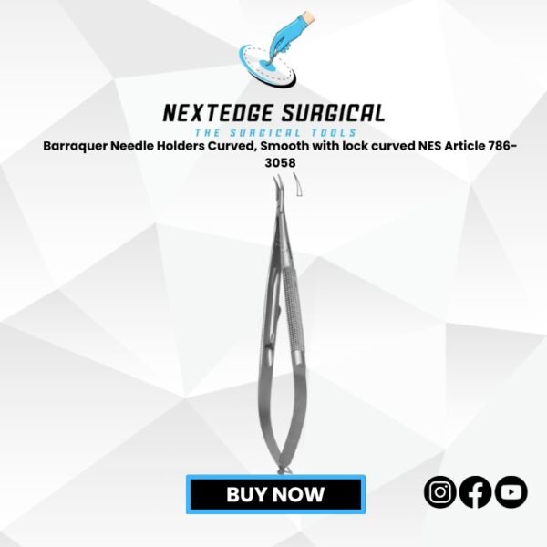 Barraquer Needle Holders Curved, Smooth with lock curved NES Article 786-3058