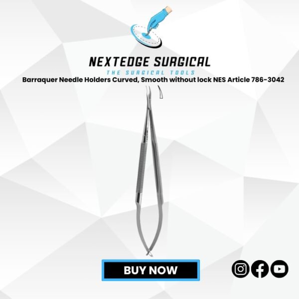 Barraquer Needle Holders Curved, Smooth without lock NES Article 786-3042