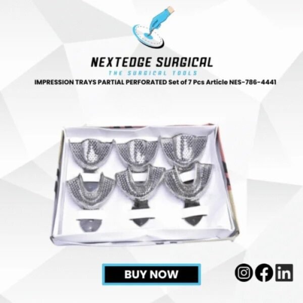 IMPRESSION TRAYS PARTIAL PERFORATED Set of 7 Pcs Article NES-786-4441