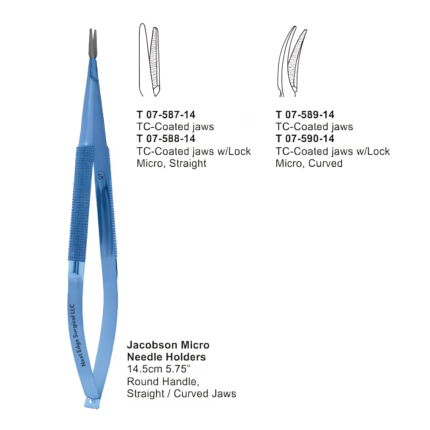 Jacobson Micro Needle Holders – Surgical Titanium Needle Holder – T 07-587-14