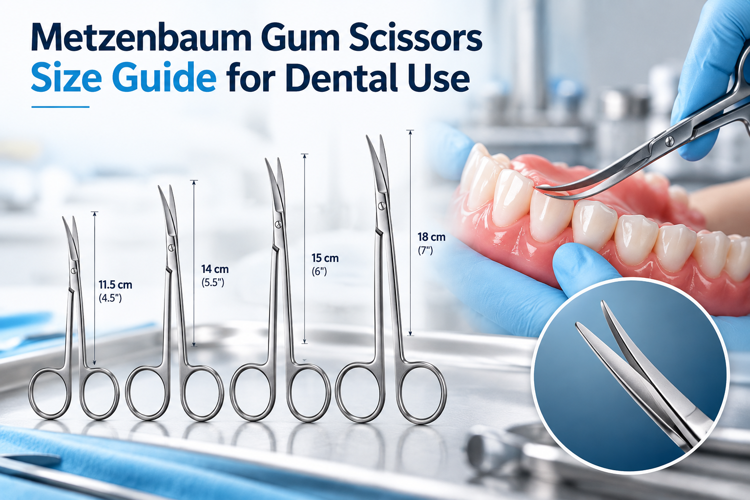 Learn how to choose the correct Metzenbaum gum scissors size for precise dental procedures. Compare sizes, uses, and handling tips.